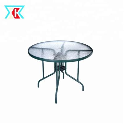 China Large Outdoor Round Table Dia100cm Tempered Glass Table for sale