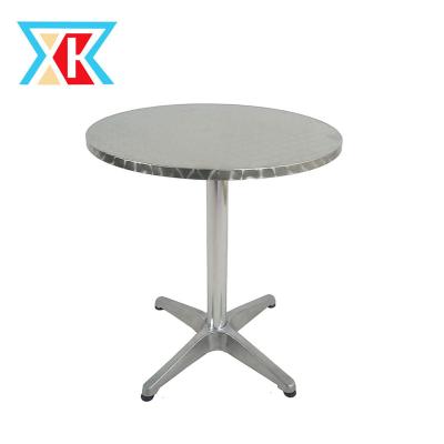 China Waterproof DIA70CM Round Stainless Steel Bistro Top Table With Aluminum Base for sale