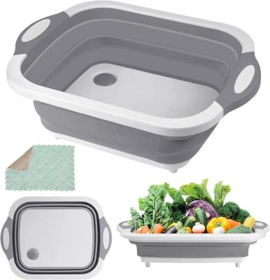 China Silicone modern plastic basketChopping storage basin folding plastic basket foldable cutting board for sale