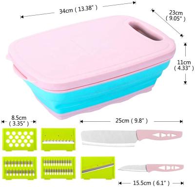 China High quality multi-functional silicone folding seal stocked folding plastic chopping vegetable colander for sale