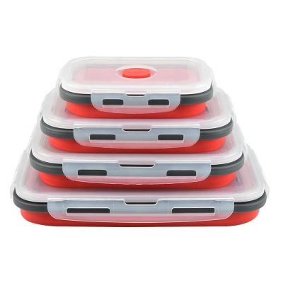 China Modern Collapsible Silicone Food Storage Container Set Of 4 With Lids for sale