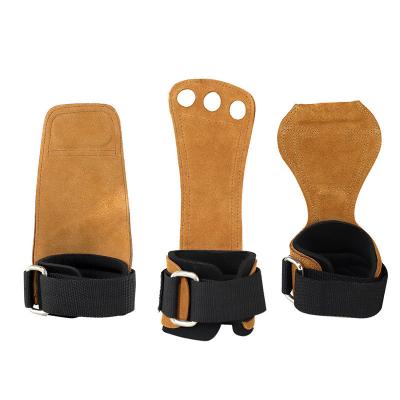 China Breathable Fitness Workout Gym Weightlifting Pad Training Hand Grip Pads Palm Guard Cowhide Leather Palm Protector for sale