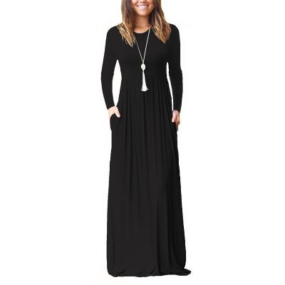 China New Style Round Neck Pocket Opening Ceremony Anti-Static Clothing Plus Size Oversized Dresses Sheath Long Dress For Women for sale