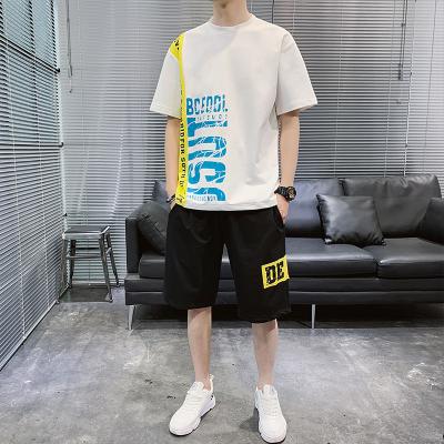 China New summer male letter QUICK-DRY casual short suit fashion letter printing men's section T-shirt vintage white T-shirt collective packaging thin T-shirt for sale