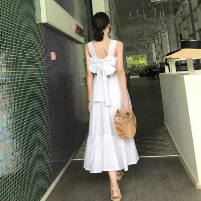 China De Vakantie van de Vrouwen van de zomermidi kleedt Terug Sleeveless met Boog Te koop