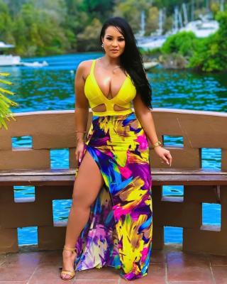 China Sexy 5XL Ladies Plus Size Beach Dresses Three Dimensional Cut Printing for sale