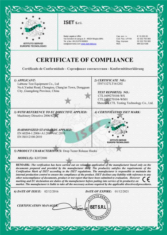 CE Certificate - Labtone Test Equipment Co., Ltd