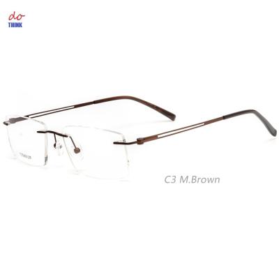 China 2020 fashionable think titanium frames men rimless ophthalmics glasses titanio gafas vision for sale