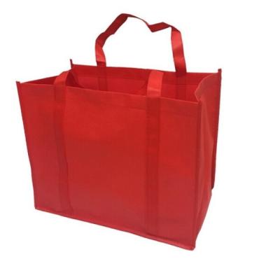 China Custom Large Capacity Red Non Woven Shopping Bag Handled Tote Bag for sale