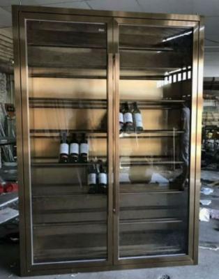 China Commercial Cooling Design Cooling Stainless Steel Display Racks Luxury Large Wall Mounted Wine Cellar Whiskey Glass Display Wine Cabinet for sale