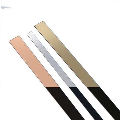 China Modern 304 Grade Stainless Steel U Channel Tile Trim Decorative Ceramic Tile Trim Shapes Metal Gold Mirror Black Glossy Profiles for sale