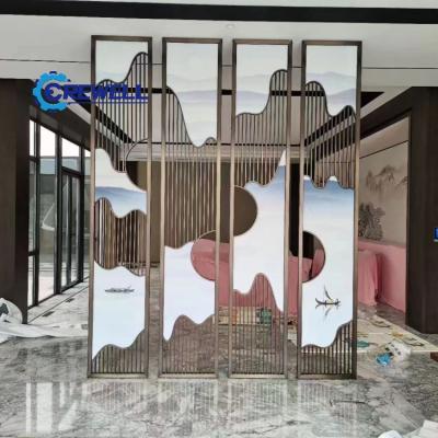 China PVD Plating Latest Design Good Quality Brass Metal Hairline Welding Screens Room Dividers For Interior Design for sale