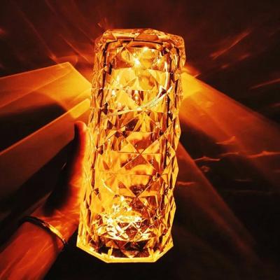 China Led Modern Grape Rose Flower Lamp Hotel Restaurant Table Lamp Modern Cordless Rechargeable Crystal With USB Charging Port for sale