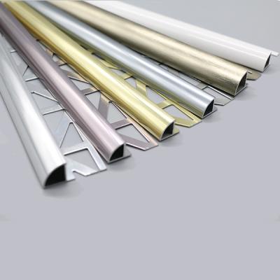 China Modern Custom Flexible 90 Degree I Shape Bright Silver Aluminum Stainless Steel Metal Angle Gold Tile Edge Trim Profile for sale