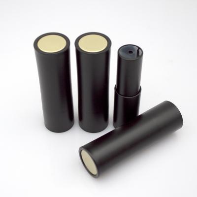 China Black Round Tube Lipstick Personal Care Lipstick Tube Plastic Pressed Round Lipstick Tube Package for sale