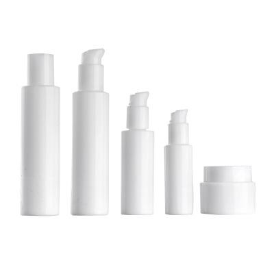 China Excellent Quality Personal Care Cosmetic Bottle Set Cream Bottle Set Cosmetic Packaging White Cosmetic Bottles for sale