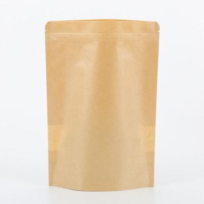 China Disposable Wholesale Cheap Recycled Brown Kraft Paper Zipper Bag With Window for sale