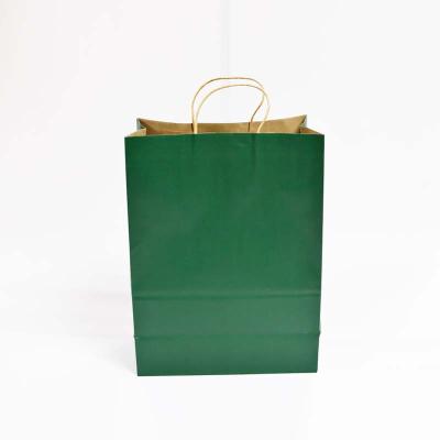 China Recyclable Twisted Brown Kraft Paper Handle Shopping Carrier Bag With Logo Printed for sale