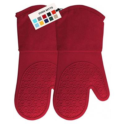 China Heavy Duty and Waterproof Silicone Oven Steamer Gloves with Quilted Cotton Lining Professional Kitchen Heat Resistant Potholder for sale