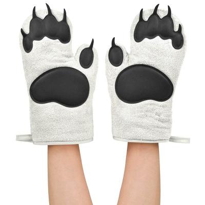 China High temperature resistance 230˚ ° C Oven Silicone Anti-Scald Gloves Kitchen Microwave Oven Baking Thickened High Temperature Heat Insulation Gloves for sale