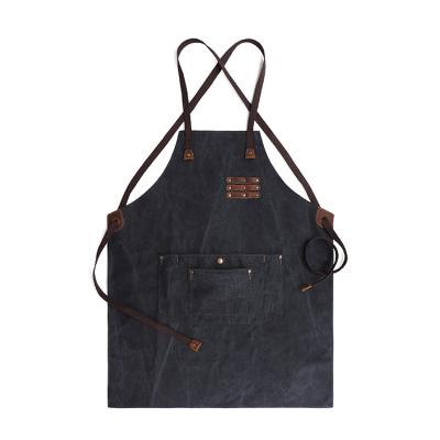 China Cafe Craftsman Apron Upscale Canvas Apron Retro Anti-fouling Waterproof Cotton Apron for sale