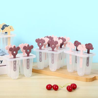 China Viable Safe Pop Mold Household Plastic Cartoon Household Plastic Kids Silicone+PP Ice Cream Diy Silicone+PP Ice Cream Mold for sale