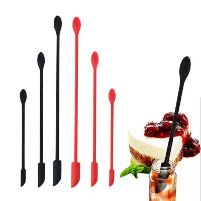 China Durable Silicone Double Ended Cream Spatula Jam Cooking Long Handle Spatula Set Cooking Tools for sale