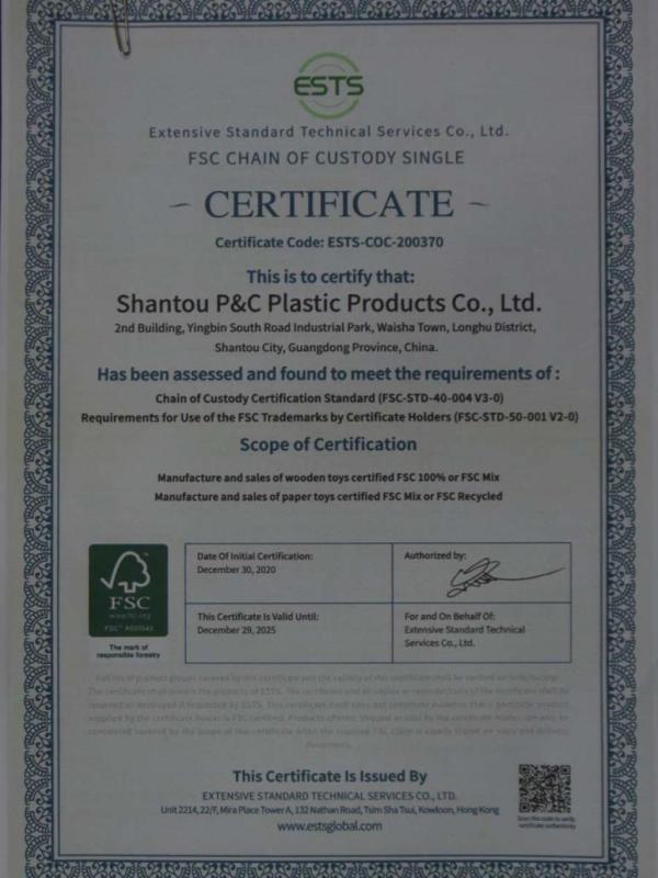 FSC - Shantou P&c Plastics Co., Ltd.