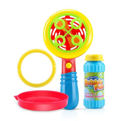 China Plastic Electric Light Weight Handheld Bubble Wand Easy Operate Burbuja Game Set Double Bubble Blower Fan For Kids Outdoor Summer for sale