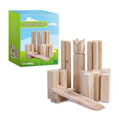 China Kubb Game Launch Set Family Outdoor Games Approved Viking Kubb Classic Wooden Court Viking Lawn Kubb Tossing Game Set for sale