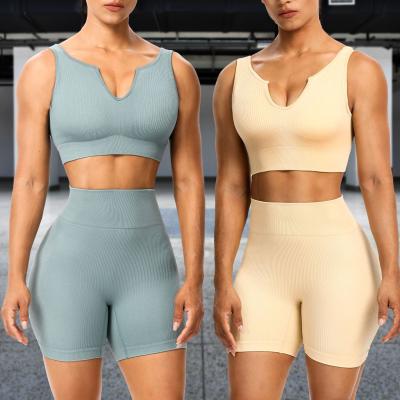 China 2022 Breathable Yoga Fashion Set Ribbed Seamless Women Yoga Clothing 6 Pieces Yoga Wear for sale