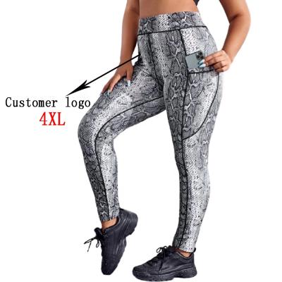 China Plus Size Breathable Customizable Snakeskin Printing Women Yoga Gaiters High Waisted Legins Gym Sports Pants for sale