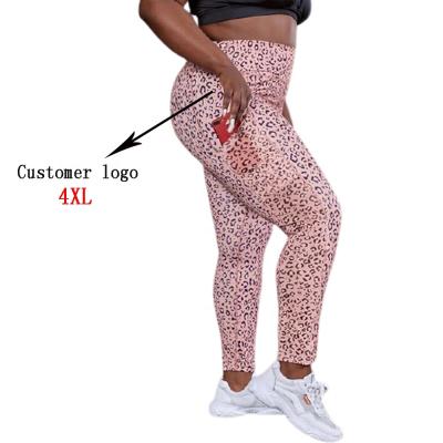 China Plus Size Rose Leopard Print Women's Breathable Yoga Leggings With Pockets High Waisted Sports Pants for sale