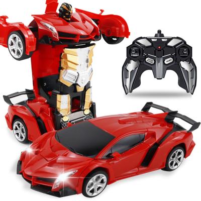 China Wholesale 2.4Ghz Rc Hobby New Toys Transformation Robot 1:18 Mini One Key Deformation RC Robot Toy Cars for sale