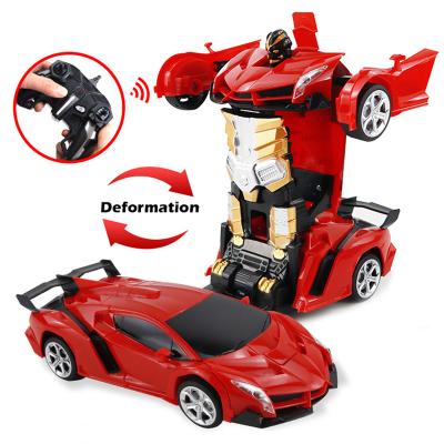 China Wholesale 2.4Ghz Rc Hobby New Toys Transformation Robot 1:18 Mini One Key Deformation RC Robot Toy Cars for sale