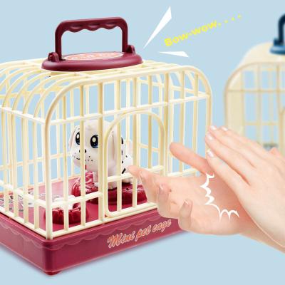 China Voice control; Hot Selling Intelligent Induction Children's Creative Electric Pet Toys Voice-Activated Noise Mini Cute Dog Cage Toy Induction Simulation Dog for sale