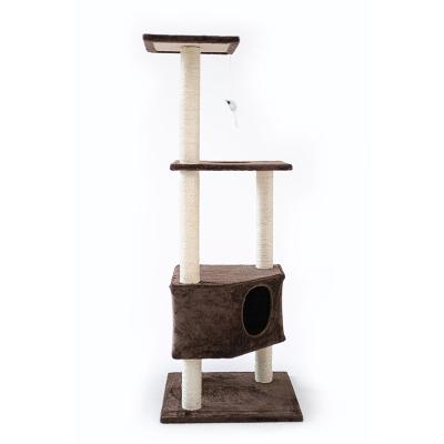 China Easy Stocked Assemble Durable Natural Paradise Cat Tree Tower House Outdoor With Feather Lighter Cat Toy for sale