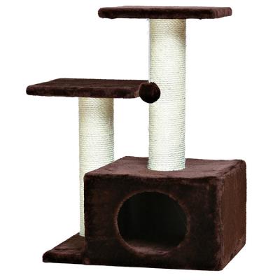 China Fashion Small and Medium Stocked Pet Cat Scratching Tree Tower with Puzzle Ball for sale