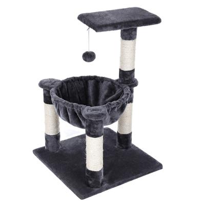 China Stocked Wholesale Customize Mail Natural Sisal Rope Wrapped Cat Tree House Gray Tower High Quality for sale