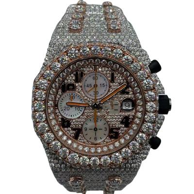 China Premium VVS Mens Iced Out White Moissanite Hand Set Diamond Bezel Custom Watch For Men And Women for sale