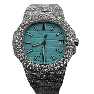 China Mens Iced Out Diamonds Moissanite Watch Design Hip Hop Steel Case Men's Luxury Custom Waterproof Business Stylish Hiphop for sale