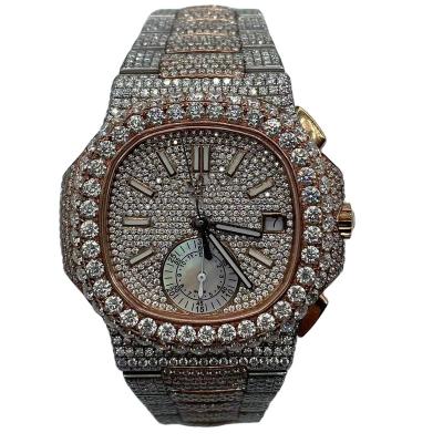 China Men Light Up Diamond Iced Out Custom Logo Fashion Jewelry Luxury Men's Quartz Wrist Watch Gold Plated High Quality For Men for sale