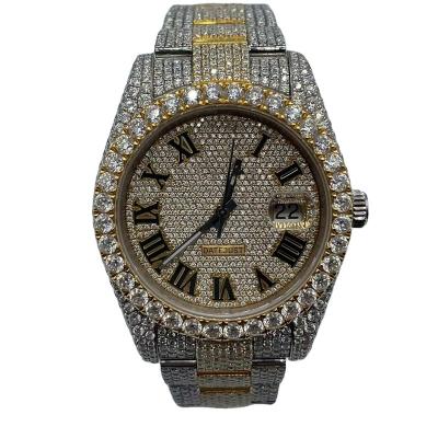 China Mens Custom Hitters Flooed Luxury Moissanite Bussdown VVS Diamond Watch Baguette for sale