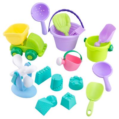 China 2021 New Arrival Summer Outdoor Toys Eco-friendly Soft Plastic Beach Bucket Toys For Children 16 Pcs Sand Toys 75*41*71cm for sale