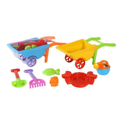 China Promotion Outdoor Toys 7 Pcs Plastic Beach Cart Set For Kids Beach Toys 78*54*87cm for sale