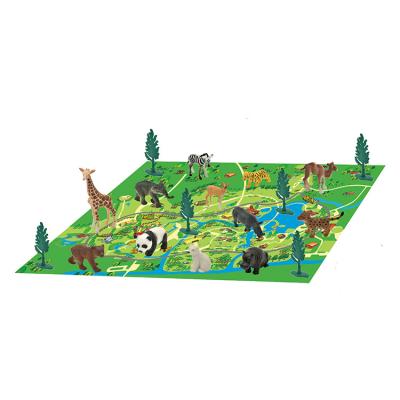 China Interactive Animal Activity Game Paradise Scene Pastic Mat Set Variety Wild Life Toys Set For Children for sale