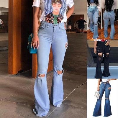 China Color Fade Proof In-Stock 2021 Black Blue High Waist Ripped Skinny Rocket Jeans Women With New Fashion for sale