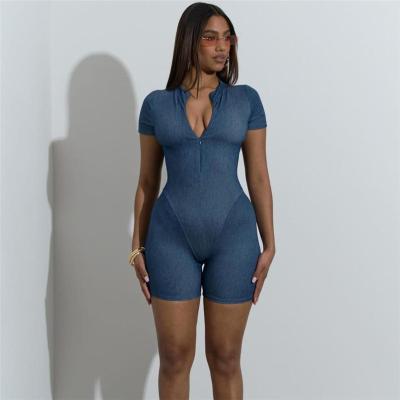 China 2022 Sale Solid Color Fit V Yoga Tight Deep Slim Hot QUICK DRY Seamless Sports Zipper Jumpsuit Bodycon Overalls For Women for sale