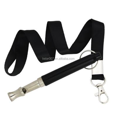 China New Viable Hot Two Tone Ultrasonic Groove Dog Whistle To Stop Barking With Lanyard Dog Whistle With Strap for sale