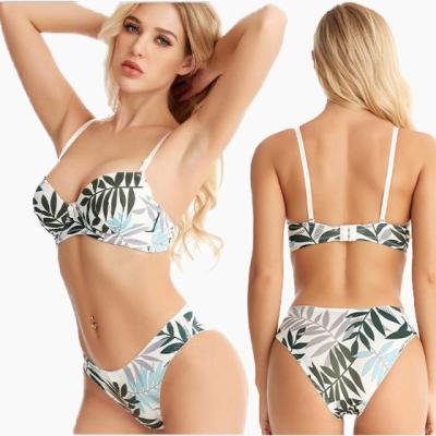 China Wholesale Fashion QUICK DRY Girls Push Up Bra Sexy Leaf Print Comfort Women's Seamless Wireless Thin Bra 1/2 Cup for sale